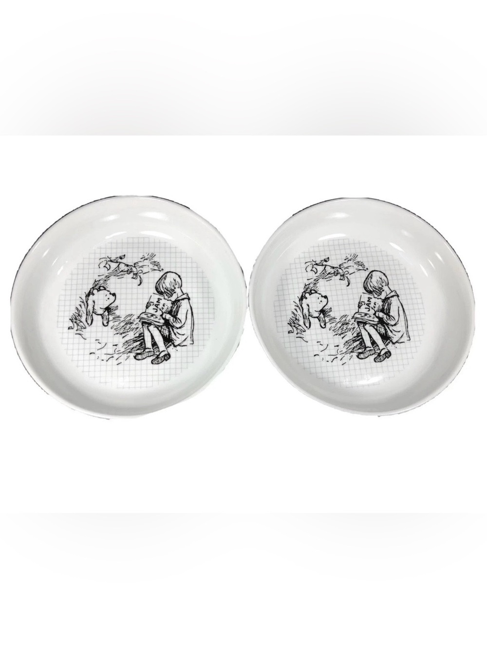 Disney Winnie The Pooh Sketchbook Dinner Bowls 8.5 Inches Set of 2 NEW NWT